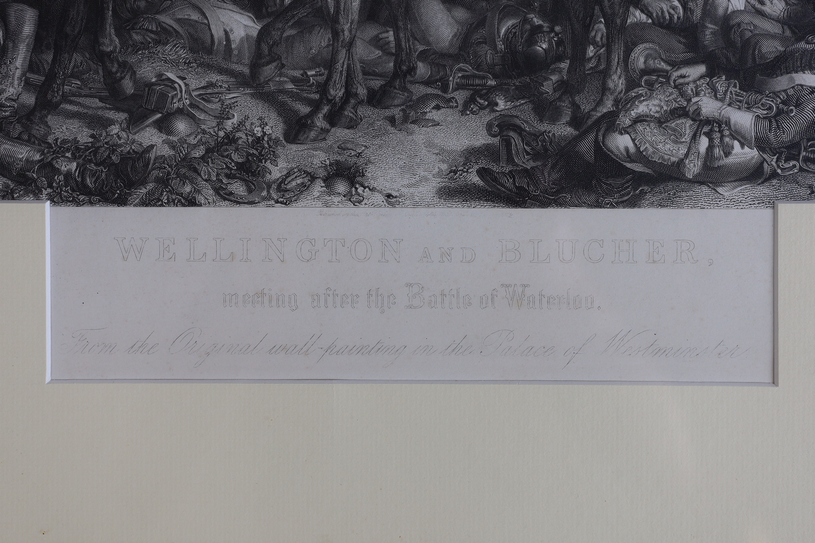 Stocks & Sharpe after Daniel Maclise R.A. (1806-1870), pair of line engravings, 'The meeting of Wellington and Blücher at La Belle Alliance on the field of Waterloo' and 'The Death of Nelson on the Victory, Battle of Tra